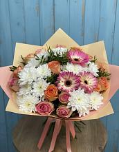Букет цветов из:  Розы, Герберы и Хризантемы в Большое Нагаткино