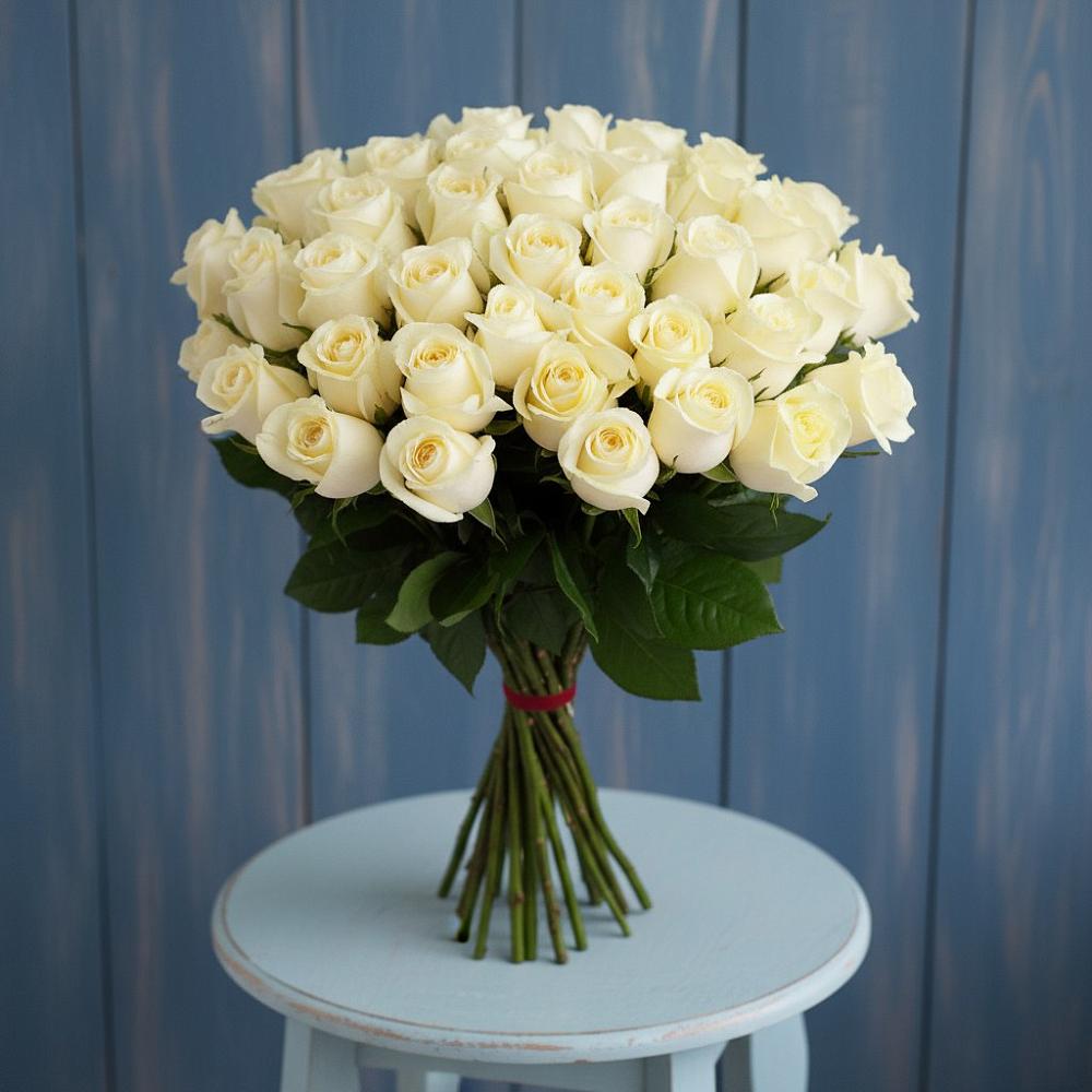 Букет 51 Белая роза Эдлесс Лав в Большое Нагаткино