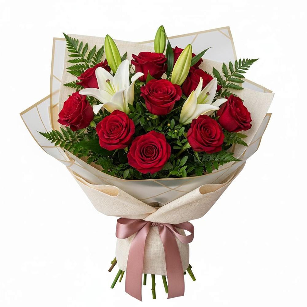 Букет цветов из: Лилии и Розы в Большое Нагаткино