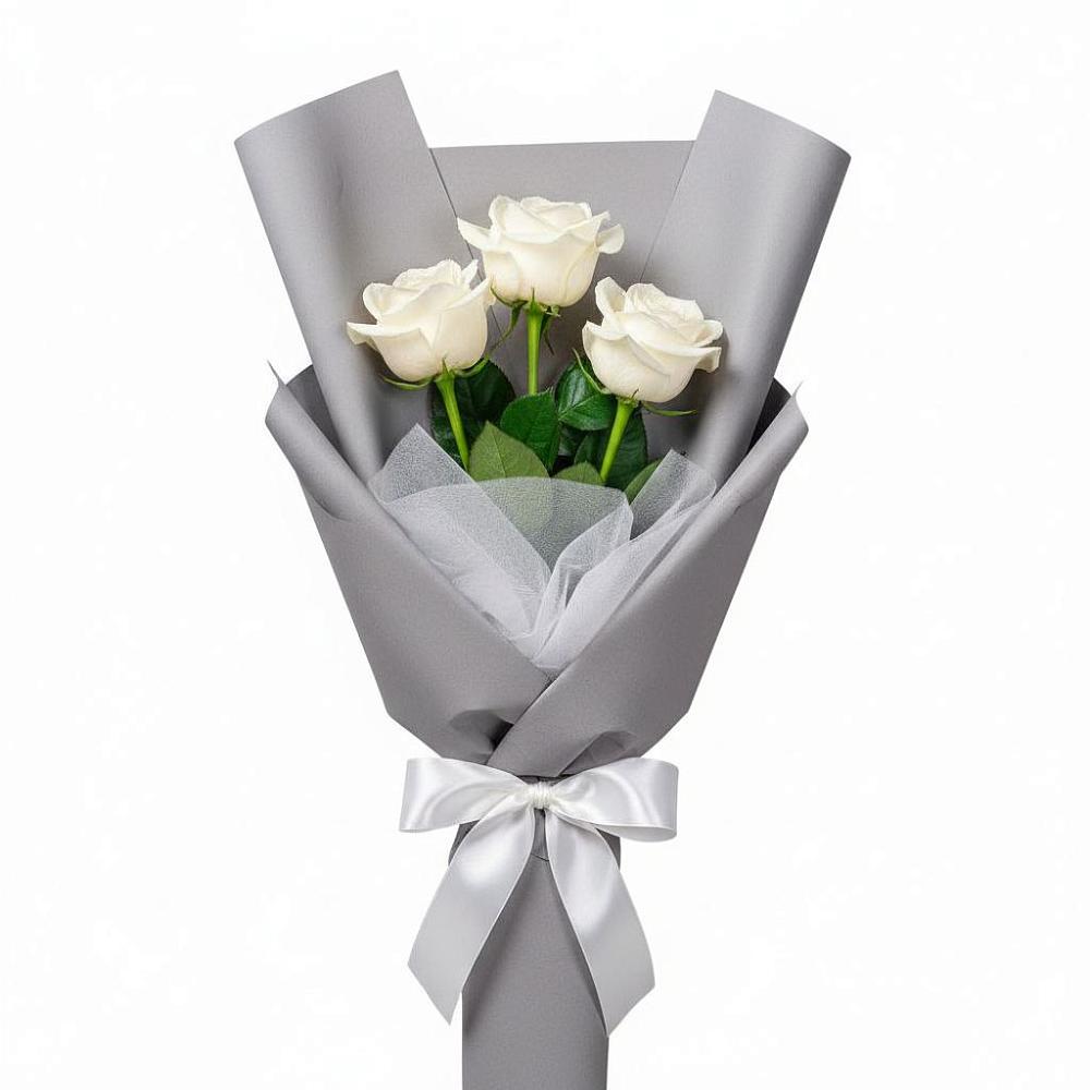 Букет 3 белые розы в Большое Нагаткино