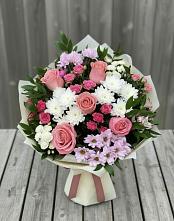 Букет цветов из:  Альстромерии, Гвоздики, Розы и Хризантемы в Большое Нагаткино