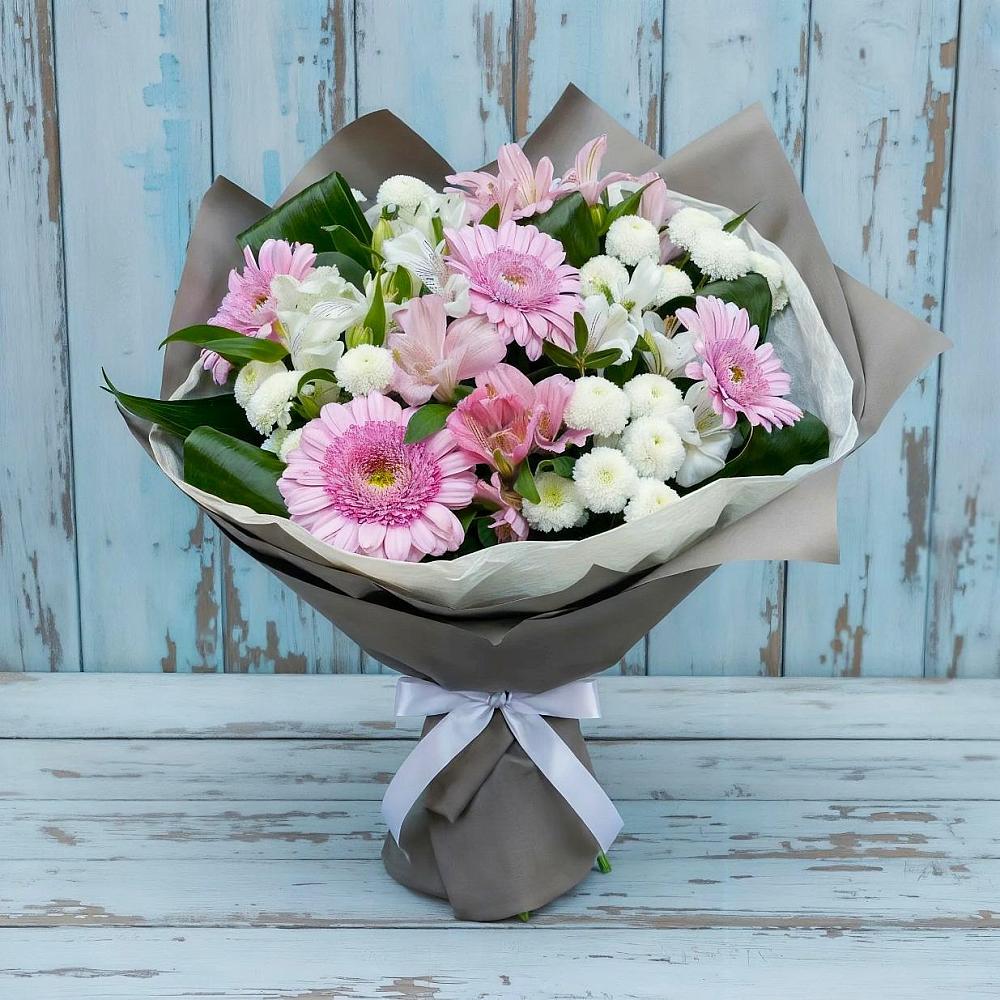 Букет цветов из: Герберы, Альстромерии и Хризантемы в Большое Нагаткино