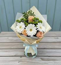 Букет цветов из:  Герберы, Розы и Хризантемы в Большое Нагаткино